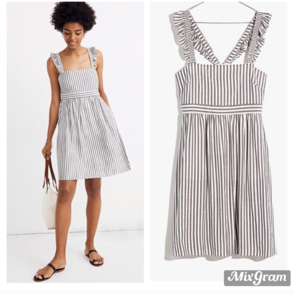 MADEWELL NWT Stripe Ruffle Strap Summer Dress 4